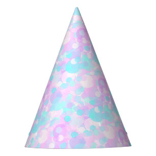 Chapeaux De Fêtes Confetti Rose Violet Bleu Motif Fête illusima