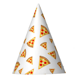 Chapeaux De Fêtes Cool et amusante pizza tranches motif sur blanc