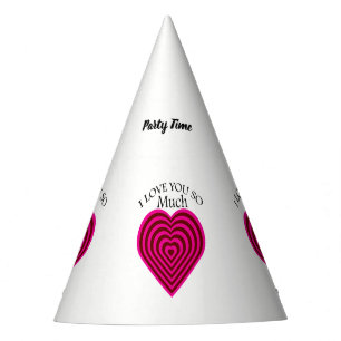 Chapeaux De Fêtes Couleur rose multiple Je t'aime striures coeur