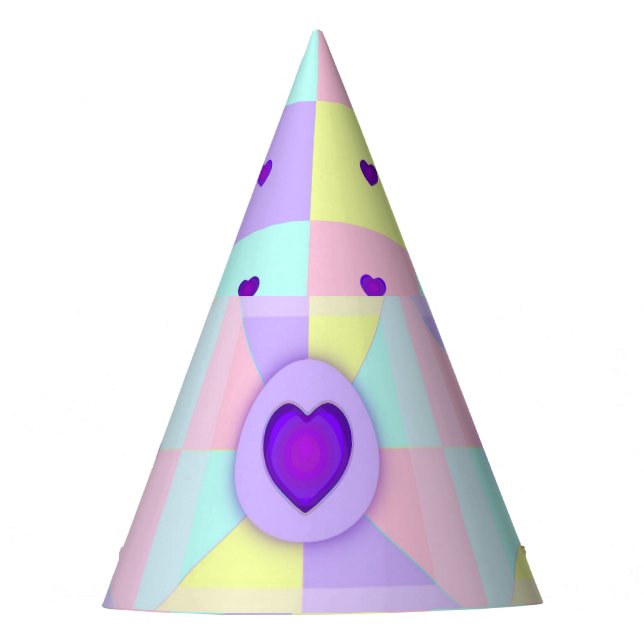 Chapeaux De Fêtes Couleurs pastel & coeurs violets battre (Devant)