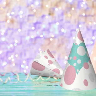 Chapeaux De Fêtes Country Chic Coeurs rose et bleu Polka Dot Sparkle