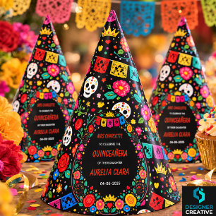Chapeaux De Fêtes Couronne de Fête Florale Mexicaine Noire Quinceañe