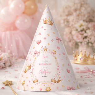 Chapeaux De Fêtes Couronne Princesse en Or Rose Conte de Fées 1er An