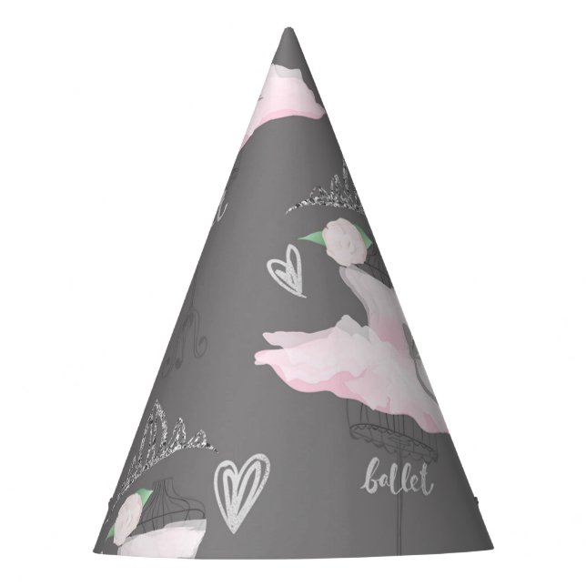 Chapeaux De Fêtes Couture rose et gris Ballerina Anniversaire (Devant)