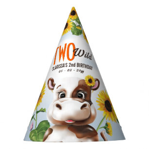 Chapeaux De Fêtes Cow Sunflower Girl 2e anniversaire