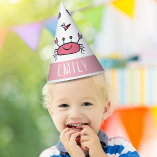 Chapeaux De Fêtes Crabe rose Nom animal de la mer Fille Anniversaire