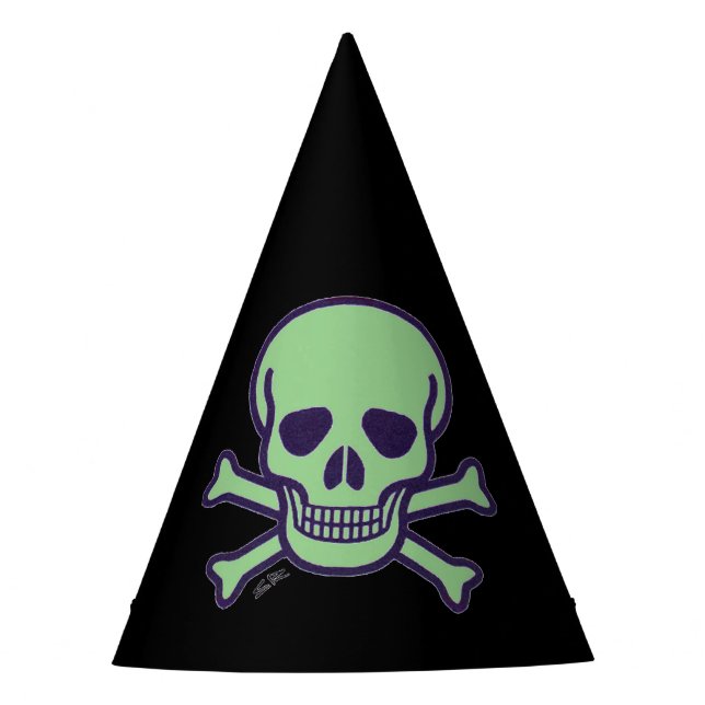 Chapeaux De Fêtes Crâne vert casquettes de la fête noire (Devant)