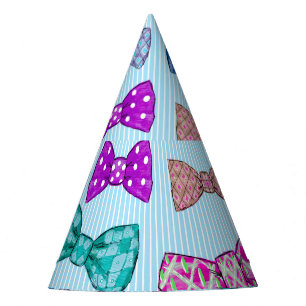 Chapeaux De Fêtes Cravate de cabot, rayures bleues, aquarelle.