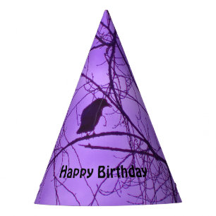 Chapeaux De Fêtes Crow d'anniversaire Silhouette Arbre Branches Ciel