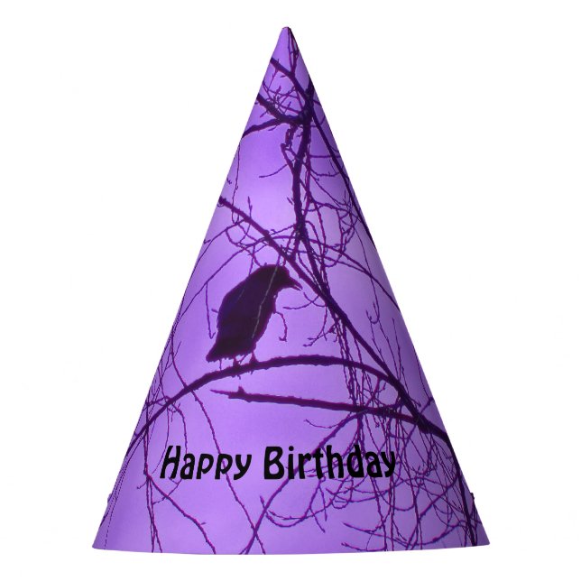 Chapeaux De Fêtes Crow d'anniversaire Silhouette Arbre Branches Ciel (Devant)