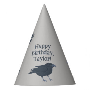 Chapeaux De Fêtes Crow noir sur gris Personnalisé