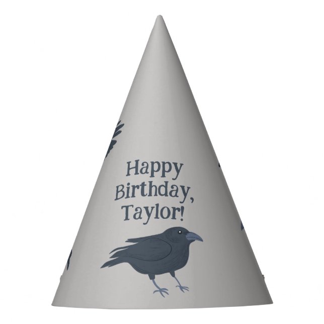 Chapeaux De Fêtes Crow noir sur gris Personnalisé (Devant)