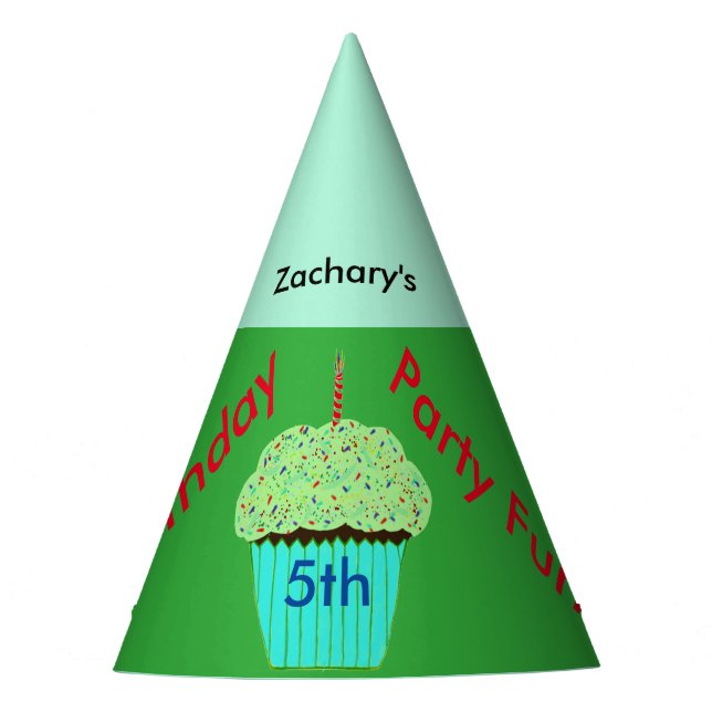 Chapeaux De Fêtes Cupcake vert Casquettes d'anniversaire personnalis (Devant)