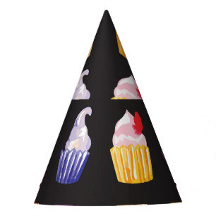 Chapeaux De Fêtes Cupcakes aquarelle : Arrière - plan sans charme
