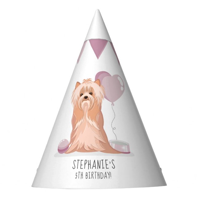 Chapeaux De Fêtes Curte Yorkshire Terrier Anniversaire (Devant)