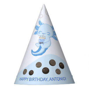 Chapeaux De Fêtes Cute Axolotl Blue Boba Tea Boys Anniversaire