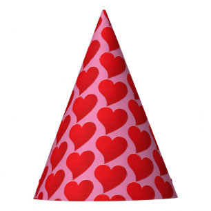 Chapeaux De Fêtes Cute Big Red Hearts rose motif Anniversaire