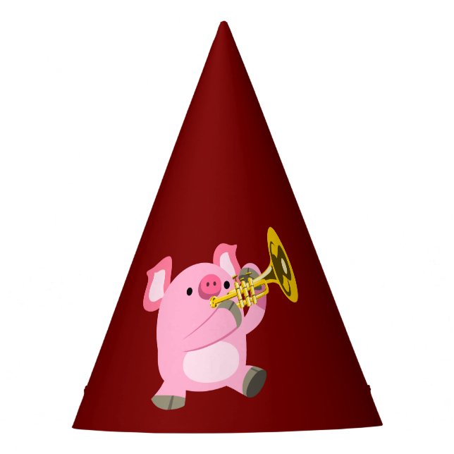 Chapeaux De Fêtes Cute Cartoon Pig Playing Trumpet Party Hat (Devant)