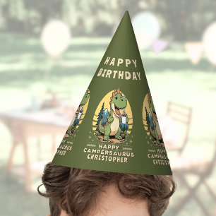 Chapeaux De Fêtes Cute Dinosaur Camping personnalisé Anniversaire