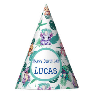 Chapeaux De Fêtes Cute dinosaur jungle École anniversaire de enfant 