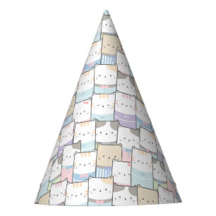 Chapeaux De Fêtes Cute Doodle Kitten Visages Motif