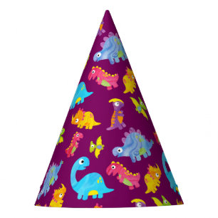 Chapeaux De Fêtes Cute Girly Colorée Purple Dinosaure Thème Annivers