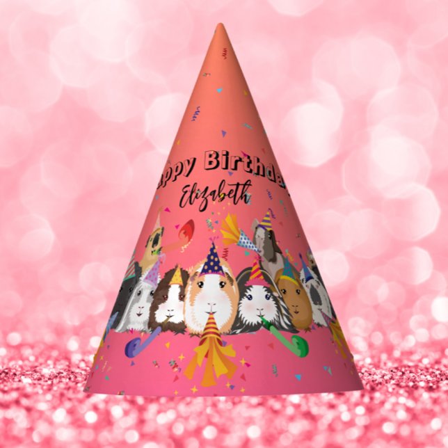 Chapeaux De Fêtes Cute Guinea Pig Girl Anniversaire (Créateur téléchargé)
