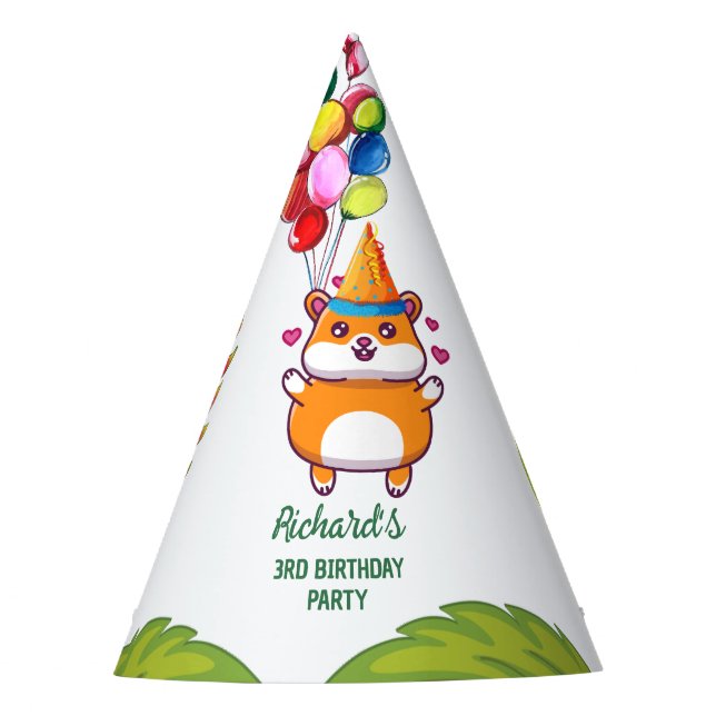 Chapeaux De Fêtes Cute Hamster Botanical à thème fête d'anniversaire (Devant)