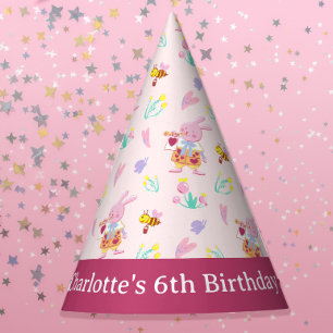 Chapeaux De Fêtes Cute lapin rose dans le jardin anniversaire de enf