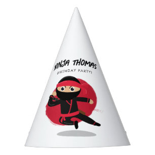 Chapeaux De Fêtes Cute Ninja Warrior Black & Red Anniversaire de enf