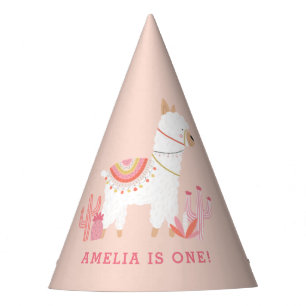 Chapeaux De Fêtes Cute Tout Llama Fun Rose 1er Anniversaire
