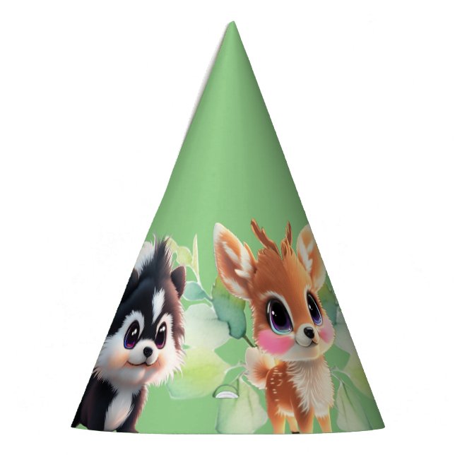Chapeaux De Fêtes Cute Woodland amis renard skunk raccoon cerf (Gauche)
