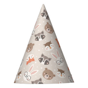 Chapeaux De Fêtes Cute Woodland Animal Enfants Motif fête d'annivers