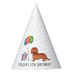Chapeaux De Fêtes Dachshund de dessin animé aux longs cheveux rouges