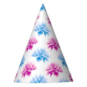 Chapeaux De Fêtes Dahlia rose, Dahlia bleu, Motif floral, Fleurs