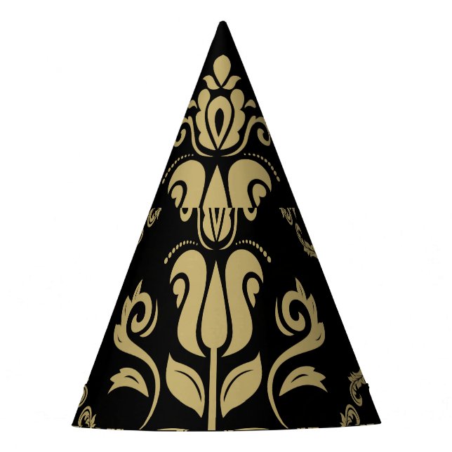 Chapeaux De Fêtes Damask Black Gold : Classic Ornament. (Devant)