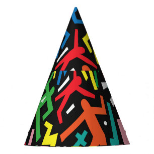 Chapeaux De Fêtes Danser des gens, doodle set motif.