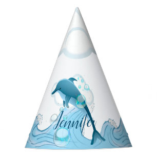Chapeaux De Fêtes Dauphin sautant heureux avec des bulles