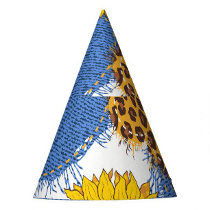 Chapeaux De Fêtes Denim Hearts Leopard Sunflowers Motif
