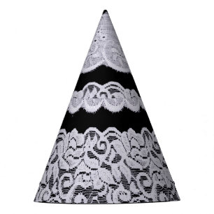 Chapeaux De Fêtes Dentelle blanche ornementale, arrière - plan noir