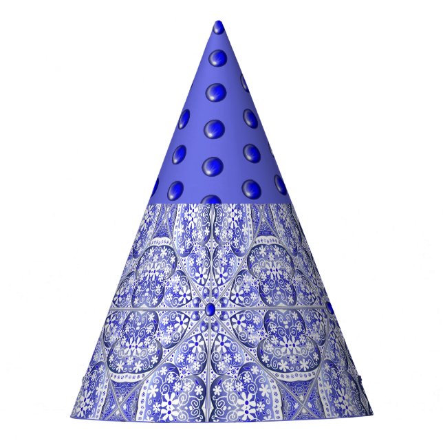 Chapeaux De Fêtes Dentelle en céramique Bleu de Grèce (Devant)