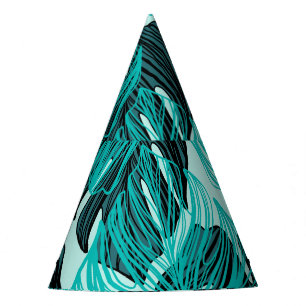 Chapeaux De Fêtes Design feuille de palmiers tropicaux vert.