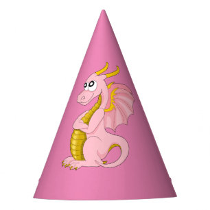 Chapeaux De Fêtes Dessin animé de dragon rose