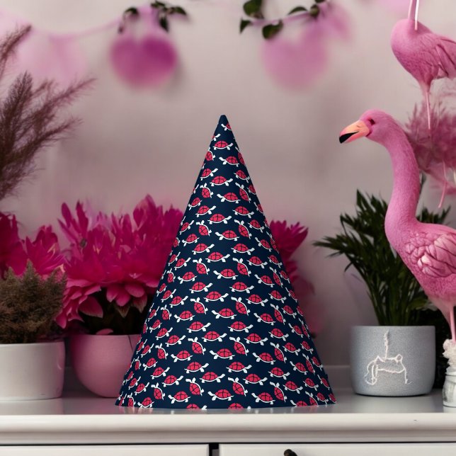 Chapeaux De Fêtes Dessin sur le thème sombre Tortoise (Red shell Turtle Paper party hat, Kids,adults,party birthday hat,Baby Shower,wedding,celebration hat)