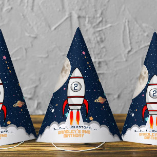 Chapeaux De Fêtes Deux lune Rocket Ship 2e anniversaire
