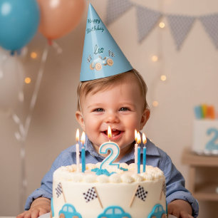Chapeaux De Fêtes Deux voitures de course rapides Garçon 2ème Annive