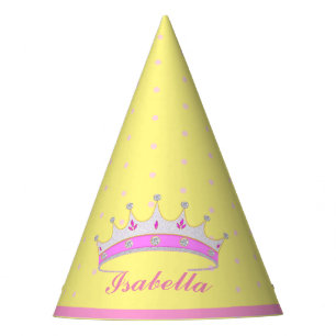 Chapeaux De Fêtes Diadème de princesse, pois roses sur fond jaune