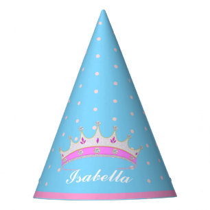 Chapeaux De Fêtes Diadème de princesse, pois roses sur turquoise