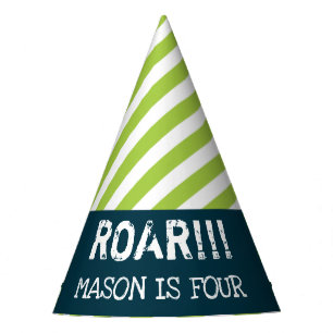 Chapeaux De Fêtes Dinosaur Birthday Party Casquettes Green Stripes