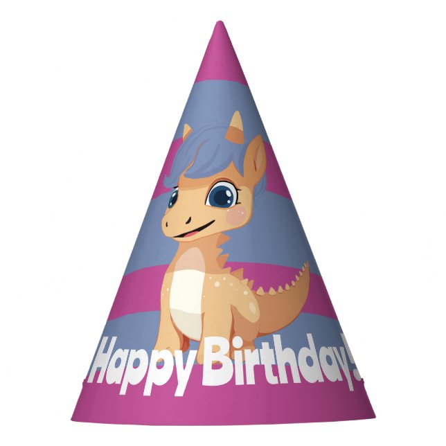 Chapeaux De Fêtes Dinosaur rayé Casquette de fête d'anniversaire (Devant)